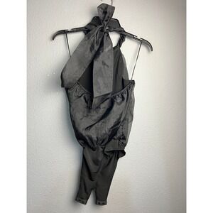 Thirty Thirty LA Black Halter Neck Sheer Organza Tie Back Bodysuit Small Gothic